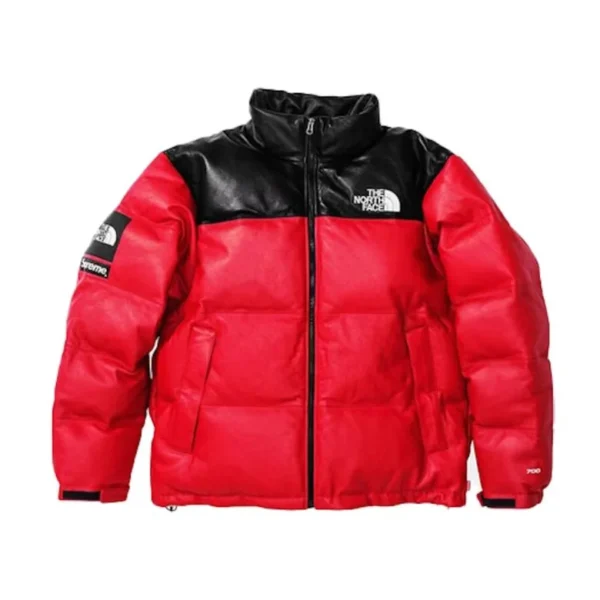 the-North Face -Paper Print Jacket  Leather Red Jacket