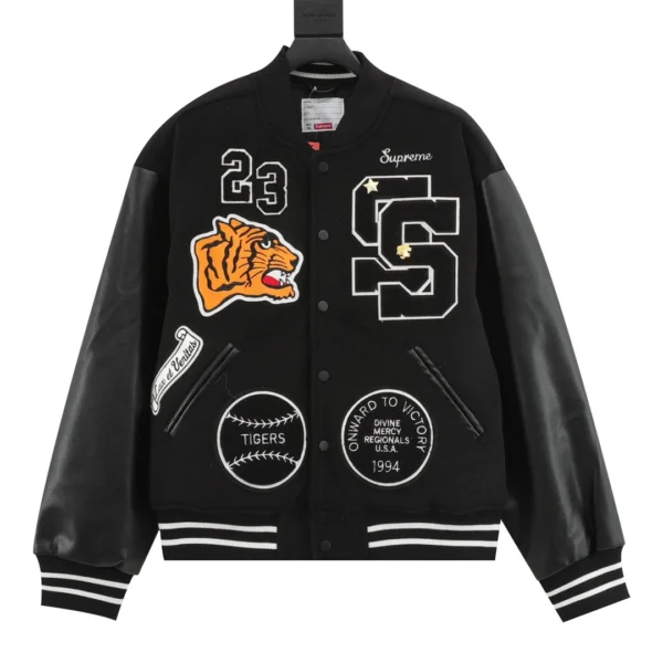 supreme-Tiger Black Varsity Jacket